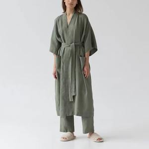 ชุดนอนผ้าฝ้ายแขนยาวสำหรับผู้หญิงชุดคลุมชุดนอนสำหรับผู้หญิงทำจากผ้าฝ้าย100% มีกระเป๋า2กระเป๋าขายส่ง OEM - Product Image 4