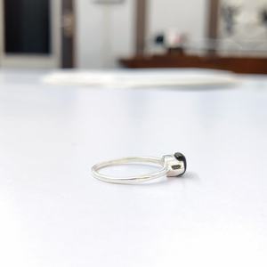 Bague en argent sterling 925 élégante en onyx noir carré pour femme Mini pierre pour la fête de mariage et les occasions cadeaux - Product Image 3