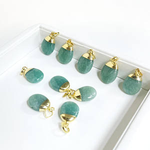 Amazonita Tumble colgante 14x18mm hecho a mano suave 18K chapado en oro collar cristal joyería regalo venta por pieza - Product Image 1