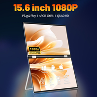 Moniteur portable pliable 15,6 pouces FHD 1080P à double et triple écran, écran IPS, extension d'affichage pour le travail intelligent et les jeux