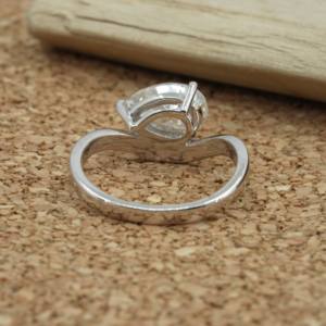 Brillant captivant laboratoire cultivé bague en diamant 925 argent poire coupe VVS2 IGI certifié exquis bijoux cadeau de mariage femmes - Product Image 3