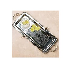 Bandejas de Servicio Metálicas Plateadas Hechas a Mano Personalizables con Bordes Lisos para Bodas y Fiestas en Casa - Product Image 5