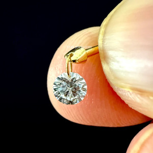 14K Solid Gold Floating Round Lab Grown Diamond Stud <b>Earring</b> Fine Jewelry. - Product Image 2