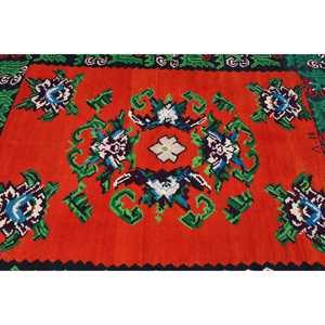 Alfombra Turca Vintage de 5.3x6.5 pies, Alfombra de Lana con Puntos Rojos y Verdes - Product Image 4