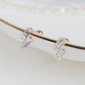 Orecchini alla moda da donna con taglio quadrato in zirconio cubico in oro 14k con orecchini a bottone all'ingrosso di gioielli K-gioielli di base per gioielli - Product Image 6