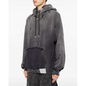 Venta al por mayor 100% algodón de peso pesado ácido lavado sudaderas con capucha para Hombres estilo vintage ácido lavado hombres pulóver sudaderas con capucha - Product Image 2