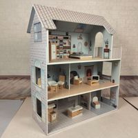 Jeu de rôle éducatif DIY pour filles, grande maison de poupée en bois avec accessoires et meubles