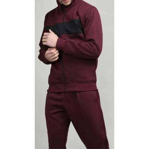 Survêtement Premium pour Hommes |   Ensemble de performance rayé marron et noir |   Ensemble de survêtement deux pièces à fermeture éclair intégrale Urban Athletic Gym Training - Product Image 5