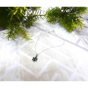 925 Sterling <b>Silver</b> Emerald <b>Necklace</b> with Zircon Gemstone <b>Handmade</b> Jewelry for Women Gift for Her NL0117-GS - Product Image 4