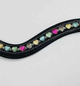 Banda para cejas de caballo de cuero duradero de calidad superior para deportes y equitación con diseño de corazón, cadena de cristal, banda para cejas ostentosa - Product Image 3