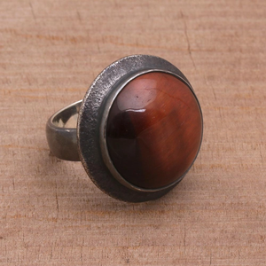 Venta al por mayor 925 plata esterlina minimalista Ojo de Tigre declaración anillo de alta calidad tierra piedra preciosa joyería de moda precio de fábrica - Product Image 5