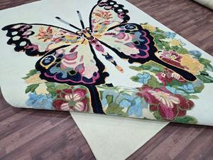 พรมขนสัตว์ทอมือคุณภาพสูงพรมลายสวนผีเสื้อพรมดีไซน์แบบแอบสแตรกต์ลายธรรมชาติได้แรงบันดาลใจจากการออกแบบสำหรับบ้านสมัยใหม่ - Product Image 4