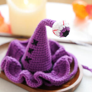 Chapeaux pour animaux de compagnie en gros, accessoires pour chats d'Halloween, chapeau de sorcier au crochet fait main - Product Image 4