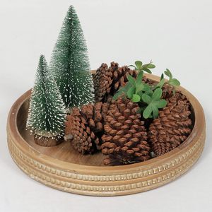 Plateau rond en bois de 2 '', plateau décoratif rond en bois blanchi à la chaux, plateau décoratif rustique de ferme, parfait pour le rangement - Product Image 6