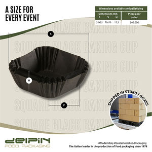 กระดาษรองอบคัพเค้กทรงสี่เหลี่ยมสีดำแบบใช้แล้วทิ้งทำในอิตาลีปรับแต่งได้มีขนาดแตกต่างกัน - Product Image 4