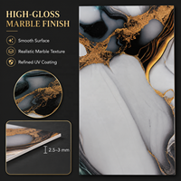 Panneau mural en PVC brillant MORLENX Luxury Black Gold Agate UV Marble Sheet pour la décoration intérieure d'hôtels et de villas