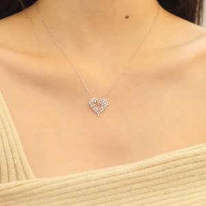 18K Or Blanc 0.70ct Diamant Naturel Pendentif en Forme de Coeur avec Chaîne Élégant Délicat Dainty Bijoux Cadeau Pierre Principale Moissanite - Product Image 2