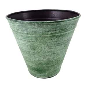 Maceta redonda de hierro con textura verde Macetas de metal modernas utilizables para macetas decorativas y suministros de jardín Macetas con drenaje - Product Image 3