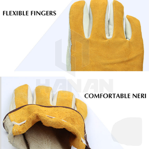 ถุงมืองานเชื่อมหนังแบบพรีเมี่ยมถุงมือผ้าฝ้ายทนความร้อนมีโลโก้ออกแบบได้ตามต้องการ - Product Image 4