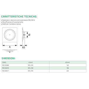 Diffuseur HVAC à base carrée Tecnosystemi, circulaire, pour climatiseur sur base carrée - Product Image 4