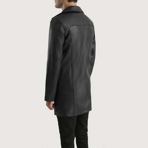 Manteau en cuir <span class=keywords><strong>noir</strong></span> slim pour homme Brawnton, parka élégante à capuche avec boutons décoratifs, <span class=keywords><strong>trench</strong></span> décontracté pour l'automne en laine satinée - Product Image 6