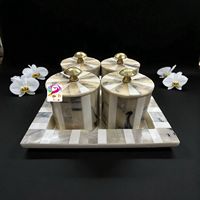 K S Exports Luxe Handgemaakte Keramische Textuurpotten Set, Vershoudend, Draagbaar, 4-delig, Fruitmotief, Keuken Servies