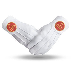 Gants Royal Arch Chapter Pur Coton Avec Rouge Triple Tau Gants Maçonniques en Coton Professionnel Matériel et Tissu de Haute Qualité - Product Image 1