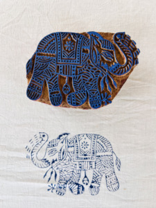 <b>Hand</b>-Carved Teak Wood Elephant <b>Stamp</b>: Indian Textile Block | Traditional Indian Textile Block - Product Image 5
