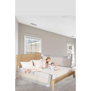 Barrière de lit de sécurité pour bébé pliable de 110 cm certifiée CE, ceinture de protection en tissu polyester, garde-corps de lit sécurisé pour enfant pour une utilisation pratique - Product Image 5