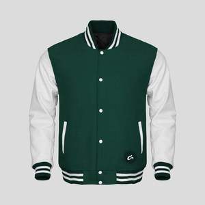 OEM Casual Plus Size Men's <b>Varsity</b> <b>Jacket</b> Stand <b>Vintage</b> Winter Custom Embroidered Logo Leather Sleeve Windproof Eco-Friendly - Product Image 1
