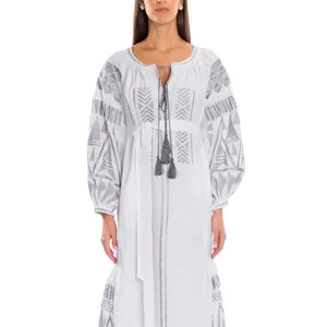 Лидер продаж, украинские платья с вышивкой, Модное Элегантное Длинное платье с длинными рукавами-фонариками для женщин
