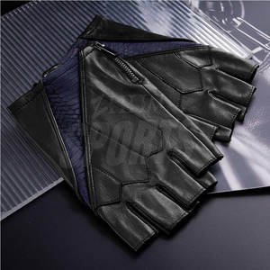 Guantes sin dedos de cuero duradero para levantamiento de pesas y deportes al aire libre Diseño de agarre fuerte - Product Image 3