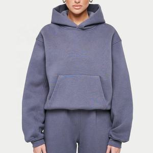 Fabricante de diseño personalizado de las mujeres pulóver de gran tamaño de peso pesado 100% algodón de lana de invierno 3D impresión Sudadera con capucha - Product Image 1