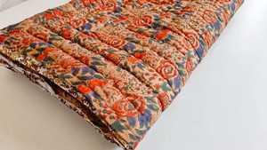 Cobija Reversible de Algodón con Bloques Estampados a Mano, Estilo Indio, para Cama - Product Image 2