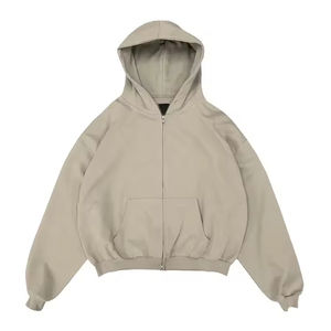 Sweat à capuche zippé pour hommes, vintage et délavé personnalisé, poids lourd, 100% coton, coupe boxy, prêt pour l'hiver, pull teint uni, fermeture éclair, sweat à capuche - Product Image 1