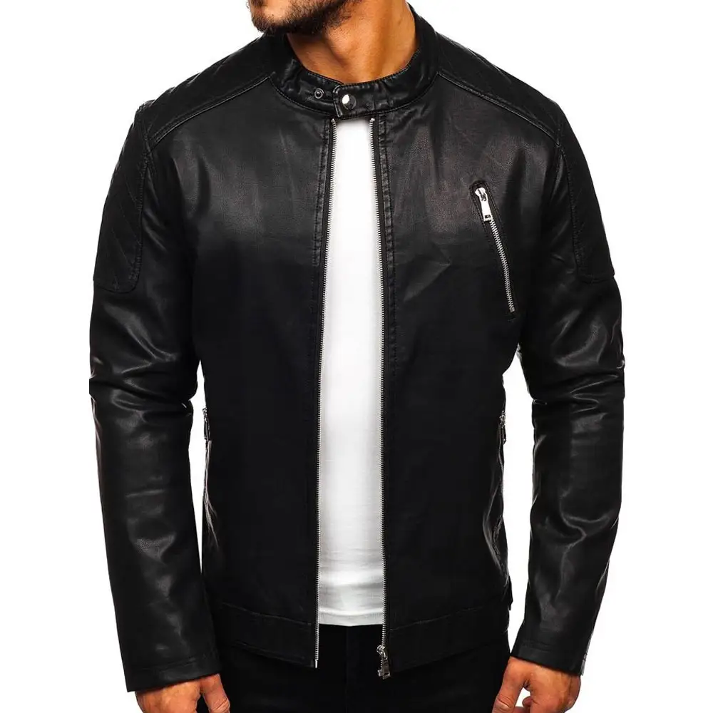 पुरुषों के ब्लेज़र स्लिम फिट लेदर जैकेट के लिए OEM फैशन डिज़ाइन उच्च गुणवत्ता वाले क्लासिक मोटरसाइकिल लेदर जैकेट