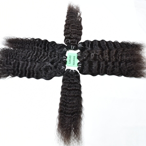 100% brut non traité vierge crépus cuticule aligné vague lâche faisceaux ondulés Extensions de cheveux humains du Temple indien - Product Image 4