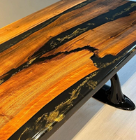 Table à manger rectangulaire de luxe en résine époxy, fabriquée à la main, moderne et étanche, pour baptême, Diwali, maison, bureau, hôtel, salon, condoléances