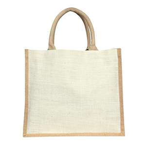 Multi-Color <b>Jute</b> Reusable Eco-friendly Tote <b>Bag</b> with Customizable Logo Printed Zipper Closure for Convenient <b>Shopping</b> - Product Image 3