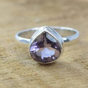 Bague en améthyste violette, argent sterling 925, bijoux faits à la main, pierre de naissance de février, cadeau pour la Saint-Valentin - Product Image 1