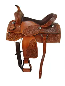 Premium Cowhide Leather Western Barrel <b>Racing</b> Trail Horse Tack India Genuine Leather Comfortable Durable Headstall Breast Saddle - Product Image 2