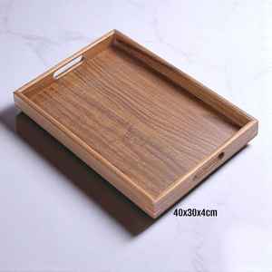 Vaisselle décorative rectangulaire en bois massif véritable naturel, plateau de service à fruits, plateau de service à café, plateau de service à café - Product Image 5