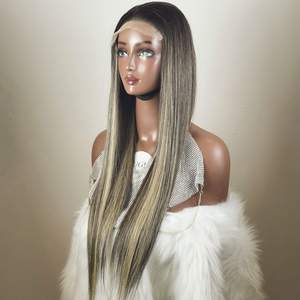 Super perruques de qualité supérieure, cheveux vierges vietnamiens raides et raides bruns, couleur dentelle transparente - Product Image 2