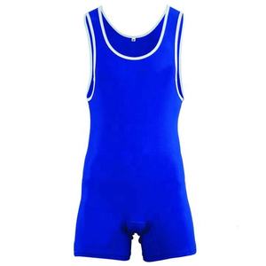 Traje Deportivo Masculino para Gimnasio, Singlet de Lucha Libre, Spandex de Secado Rápido, Transpirable, Cuello en V, Casual, Personalizable con Botones - Product Image 1