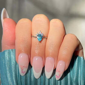 Anillo de Cadena de Plata Hallmark con Aguamarina para Compromiso - Product Image 1