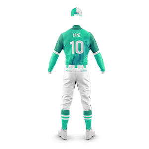 Maillot de baseball vert pour homme, manches longues, col boutonné, polyester anti-humidité, uniforme toutes saisons, coupe classique, numéros d'équipe - Product Image 2