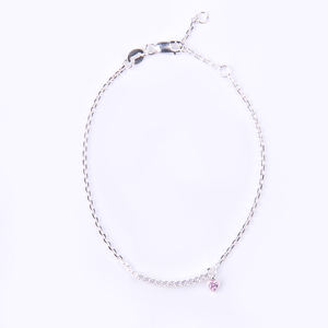 สร้อยข้อมือเงินแท้ 925 ชุบทองคำขาว ประดับเพชรซิคอน สไตล์วินเทจทันสมัย พร้อมจี้รูปหัวใจสีชมพู เหมาะสำหรับเป็นของขวัญในงานปาร์ตี้ - Product Image 1