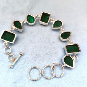 India mejor calidad Beacelet hecho a mano exquisito tenis sólido 925 pulsera de plata esterlina con joyería de piedras preciosas de malaquita fina - Product Image 2