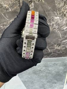 Reloj de Pulsera de Acero Inoxidable con Cristal de Aleación Cuadrado y Moissanita VVS para Hombre, Estilo Hip Hop, Diamantes Blancos, Movimiento de Cuarzo, Estilo Ejecutivo, Ideal para Regalo - Product Image 3