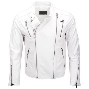 Chaqueta de Motociclista de Cuero Vacuno Vintage Bordada para Hombre, Estilo Casual, Corta, con Cremallera, Gruesa, para Invierno - Product Image 1